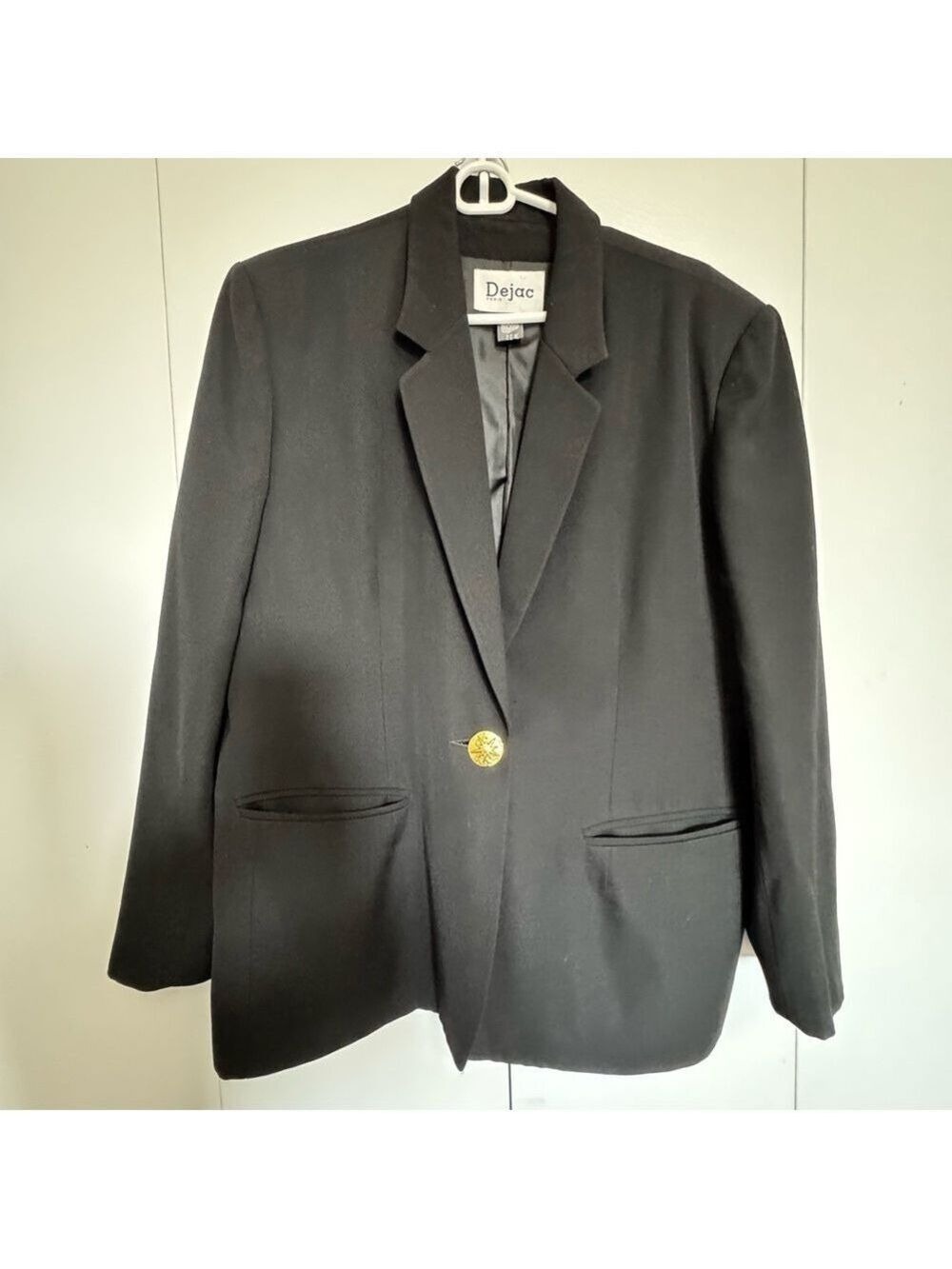 Dejac Paris Black and Gold Blazer with Structured Design pure wool size large